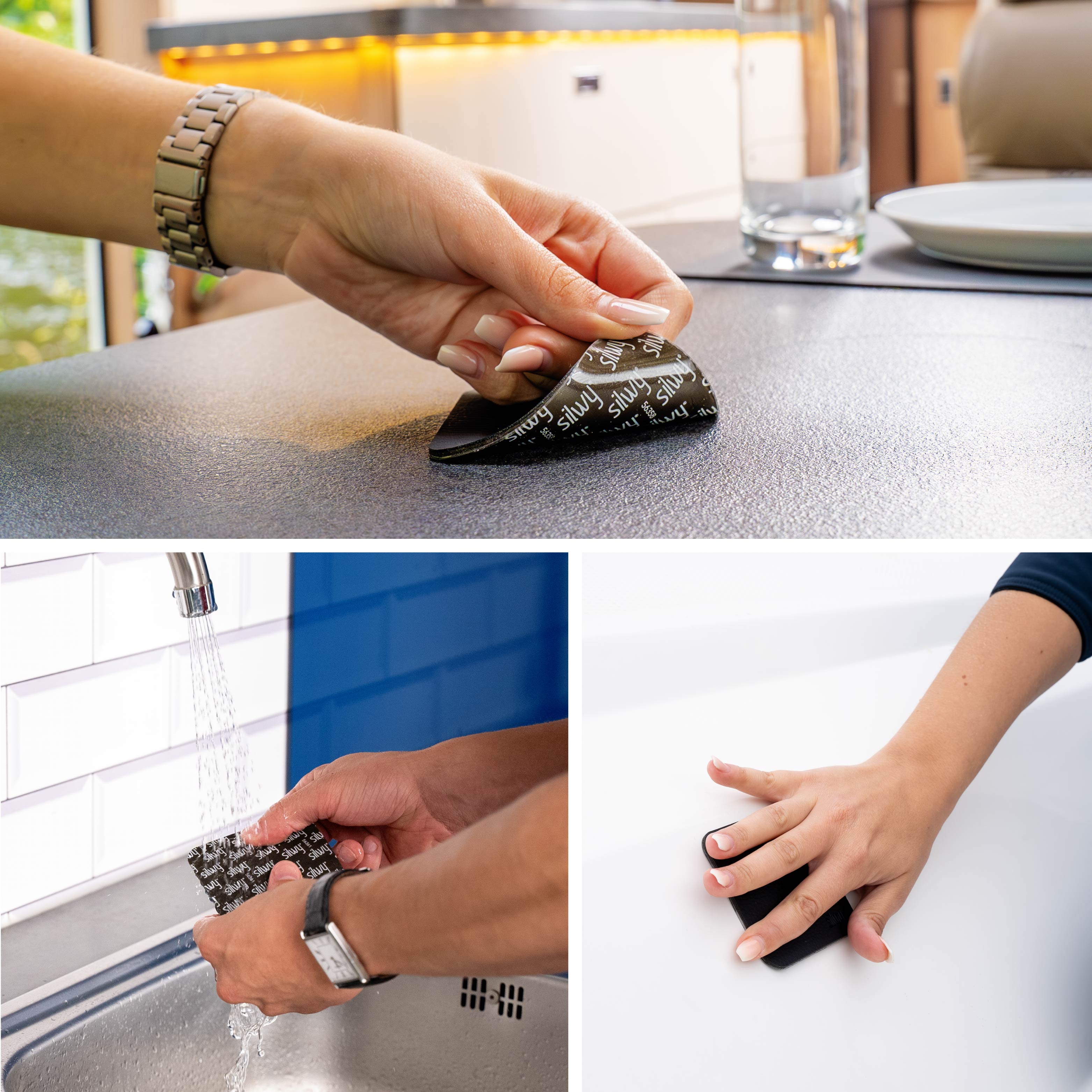 Funktionsweise Pad: abziehbar, abwaschbar und wiederverwendbar