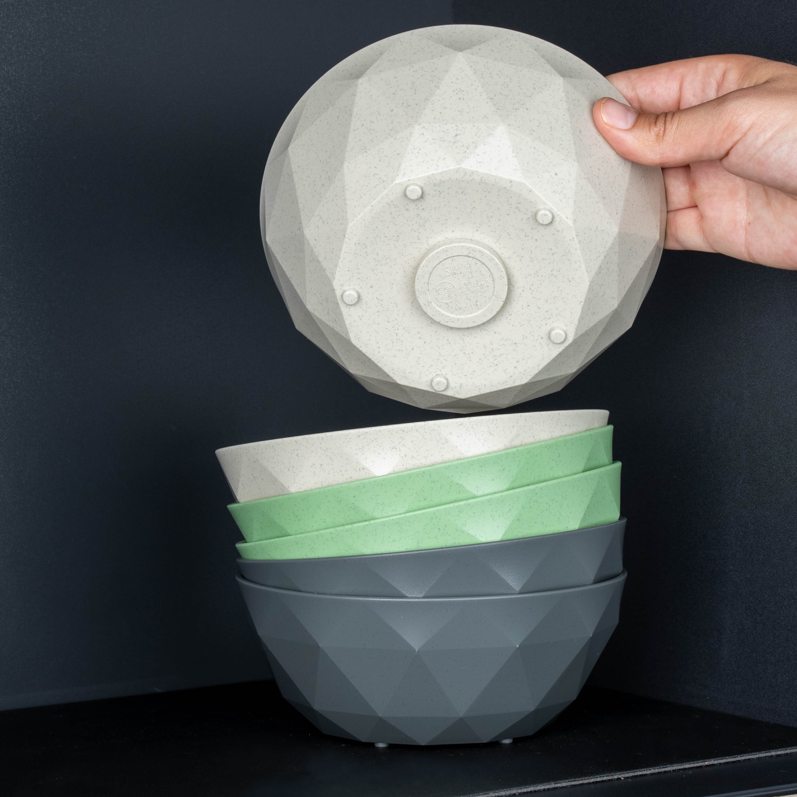 Nahaufnahme integrierter Magnet im Boden der Kunststoffbowl