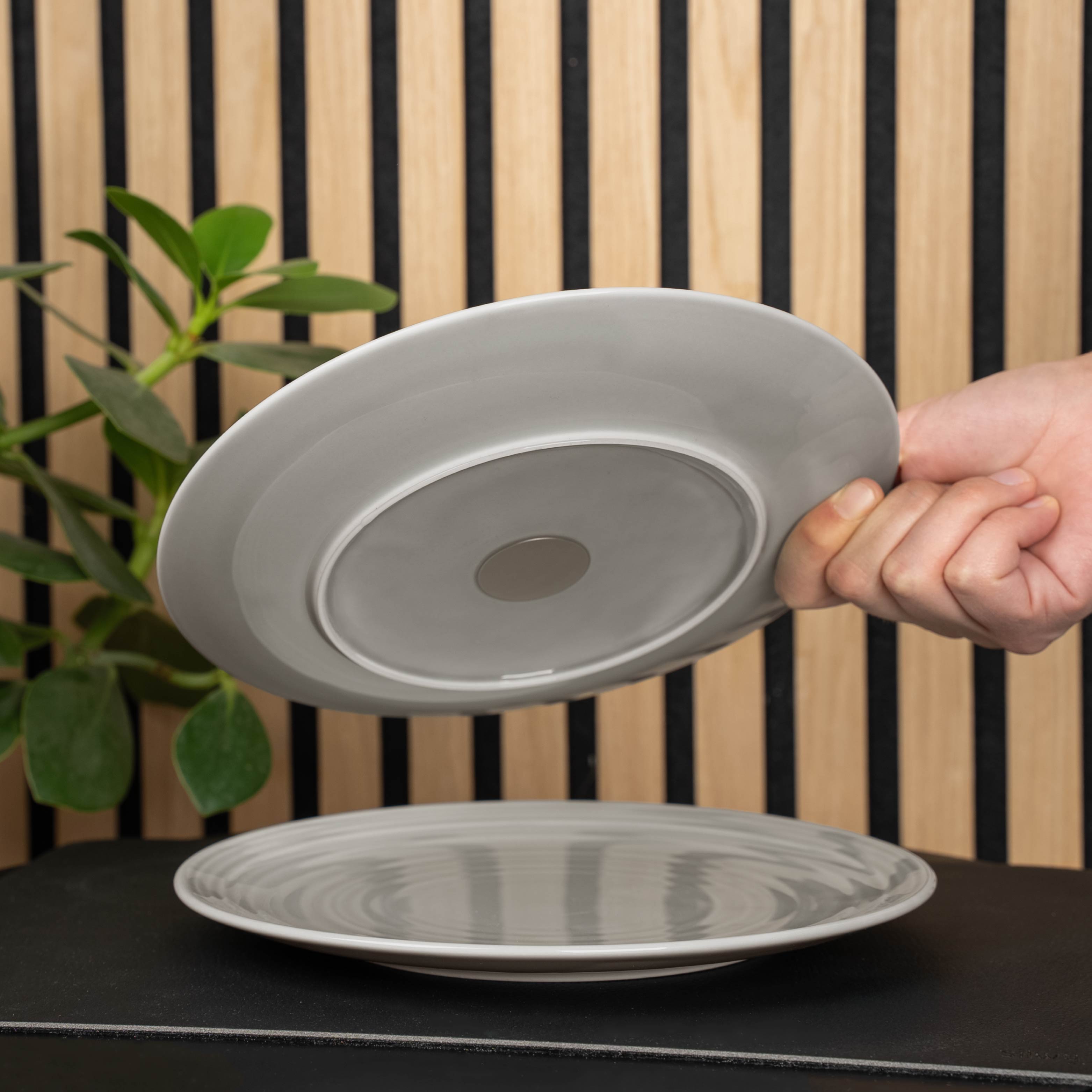 Magnet-Porzellan-Teller-23cm ash auf der Matte