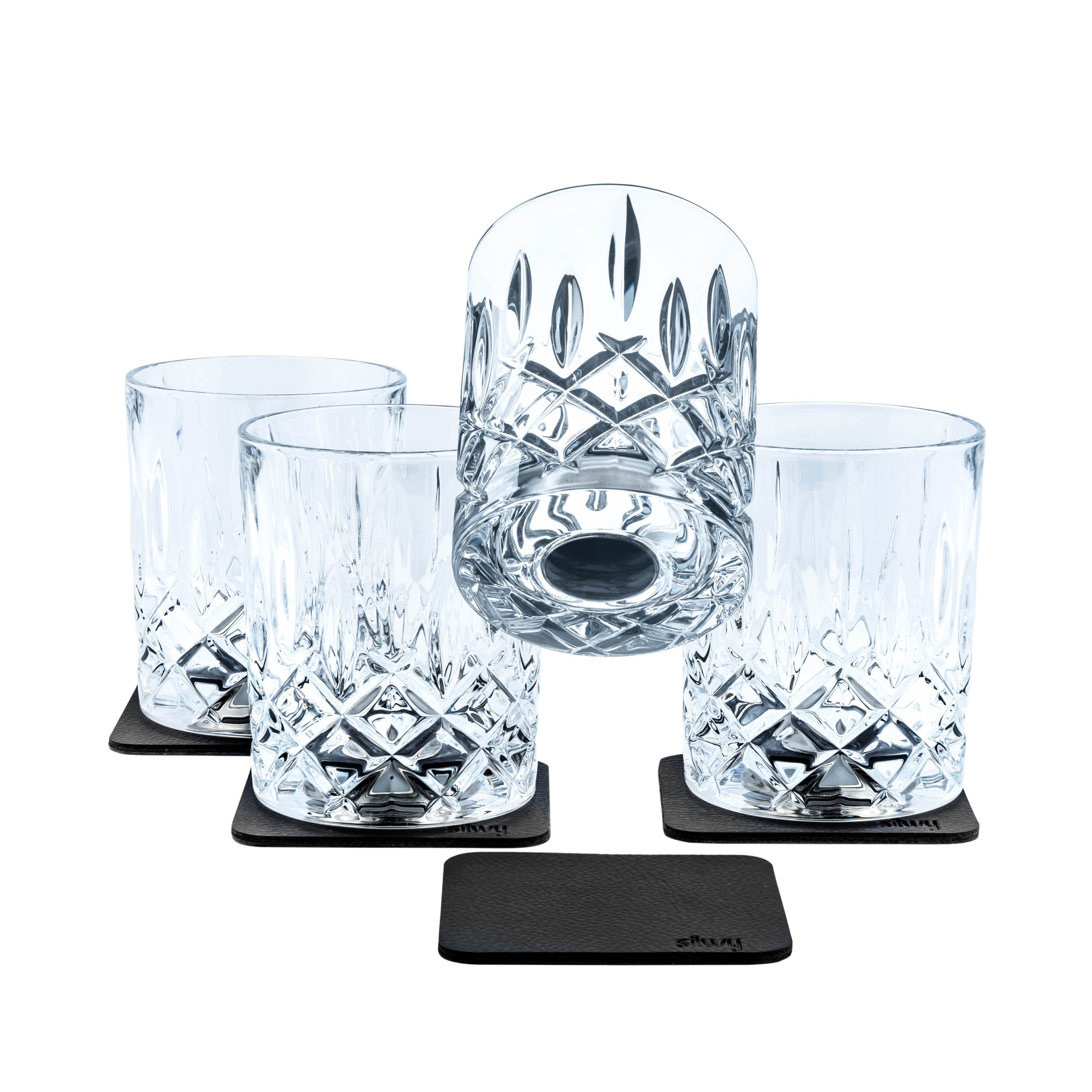 Freisteller Magnet-Kristallgläser mit Pads im vierer Set