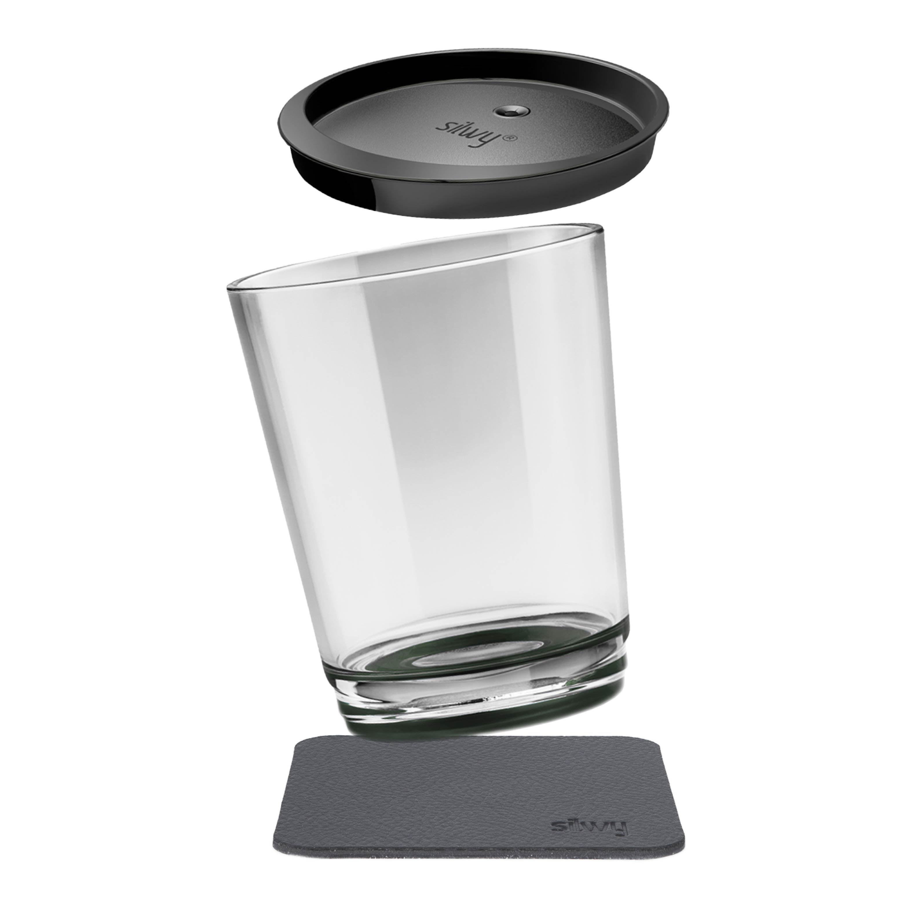 Magnet-Trinkbecher Black mit zugehörigem Metall-Nano-Gel-Pad