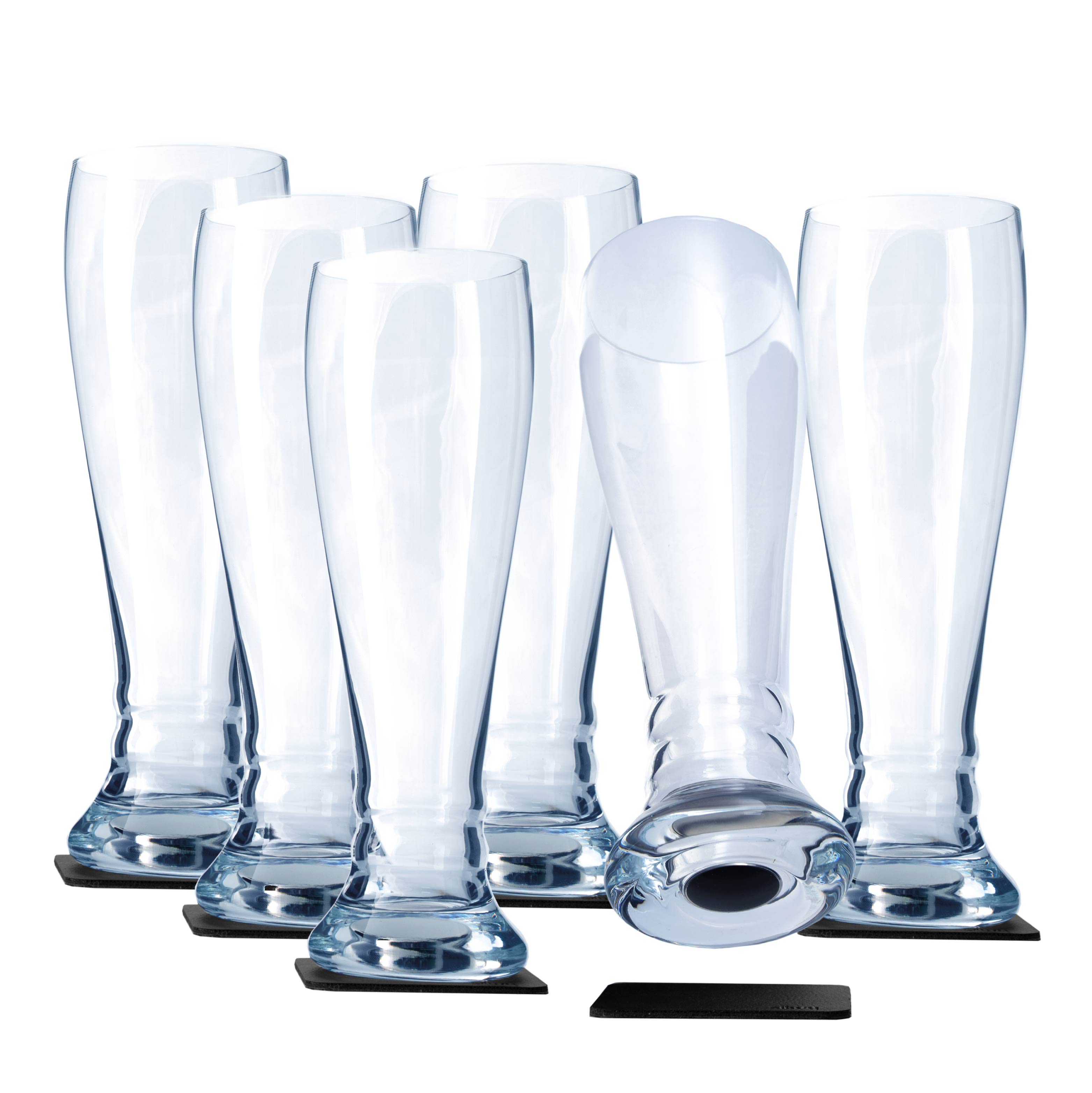 6er Set Magnet-Weizenbiergläser mit quadratischem Metall-Nano-Gel-Pad und integriertem Magnet im Boden 