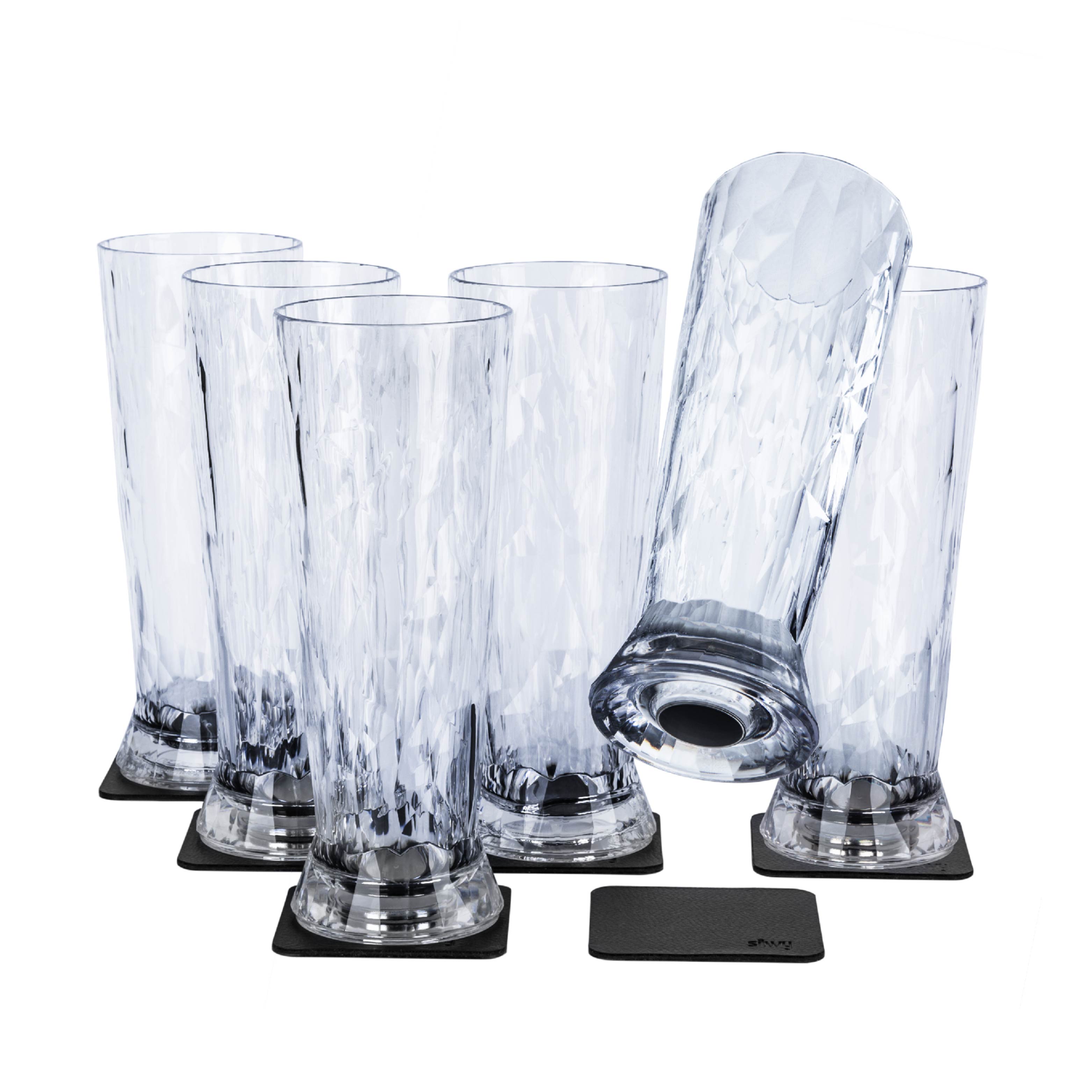 Freisteller mit 6 Magnet-Kunststoffgläsern Bier