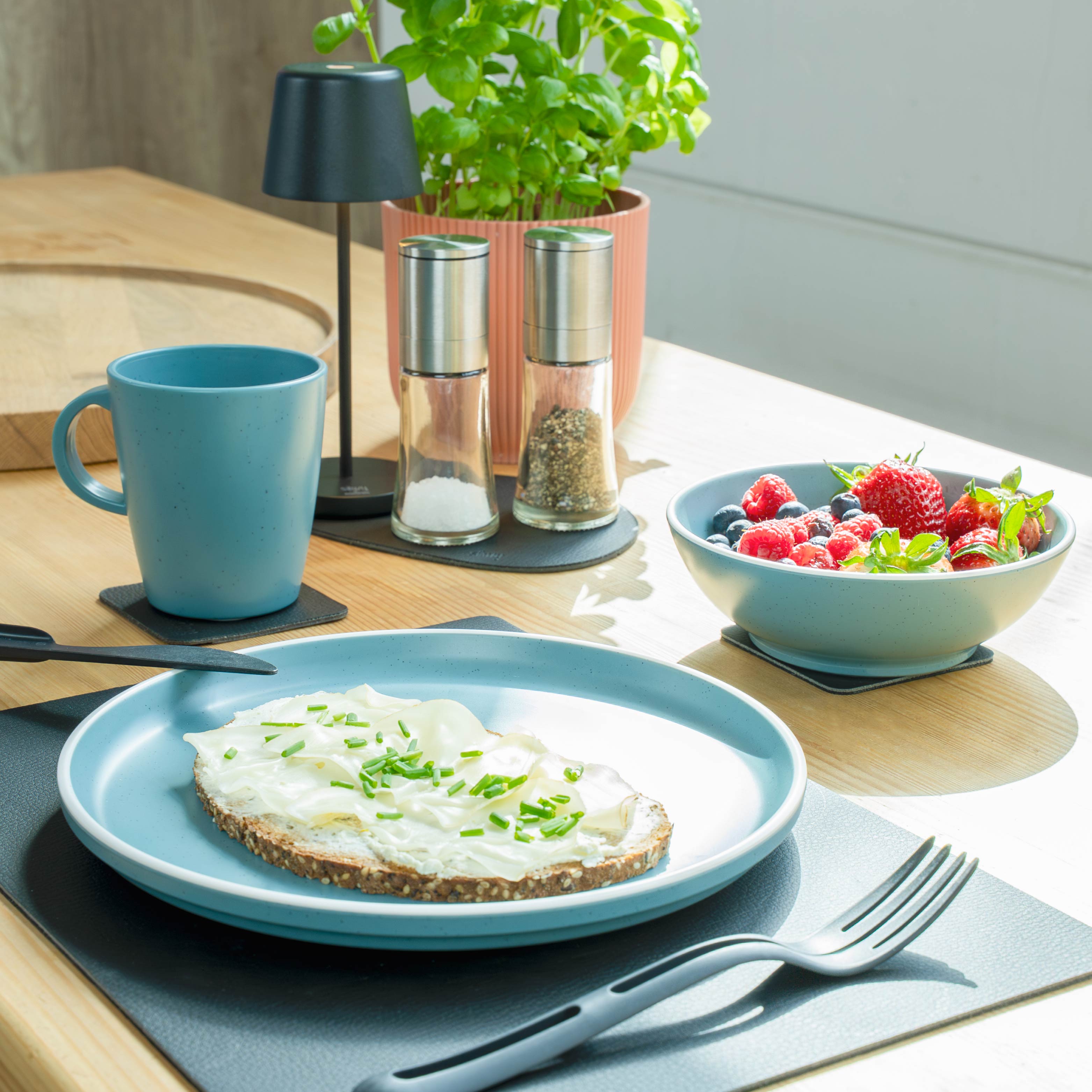 Magnet-Kunststoff-Geschirr blue Küchentisch