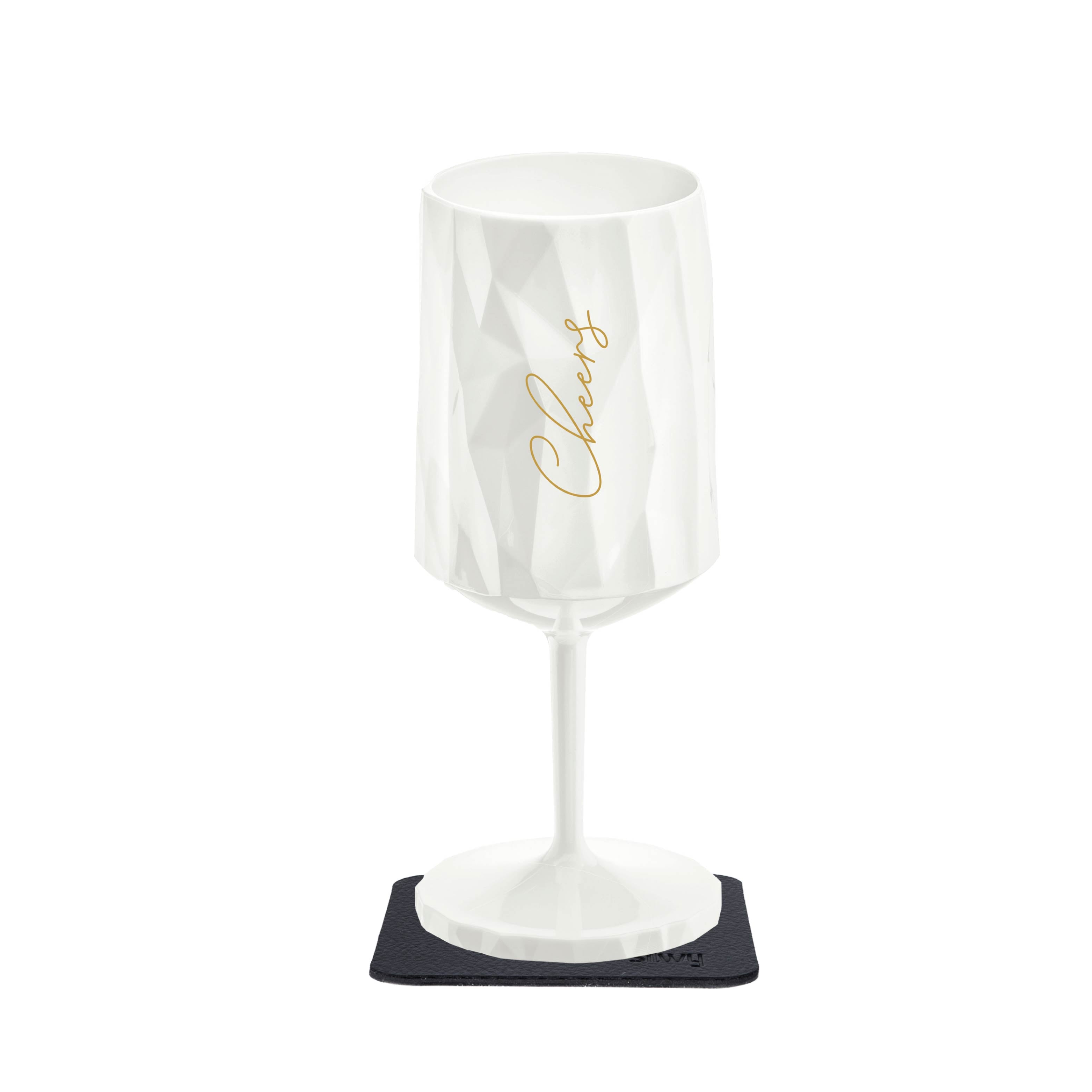 Freisteller Magnet-Kunststoffglas Wein cheers