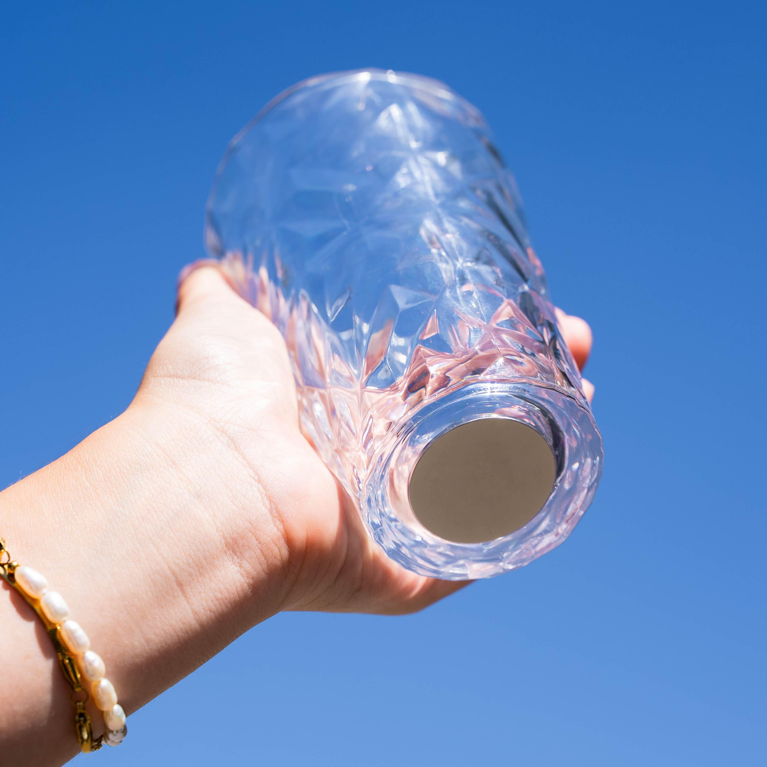 Verre LONG DRINK clair en plastique aimanté PRISMA sans tampon