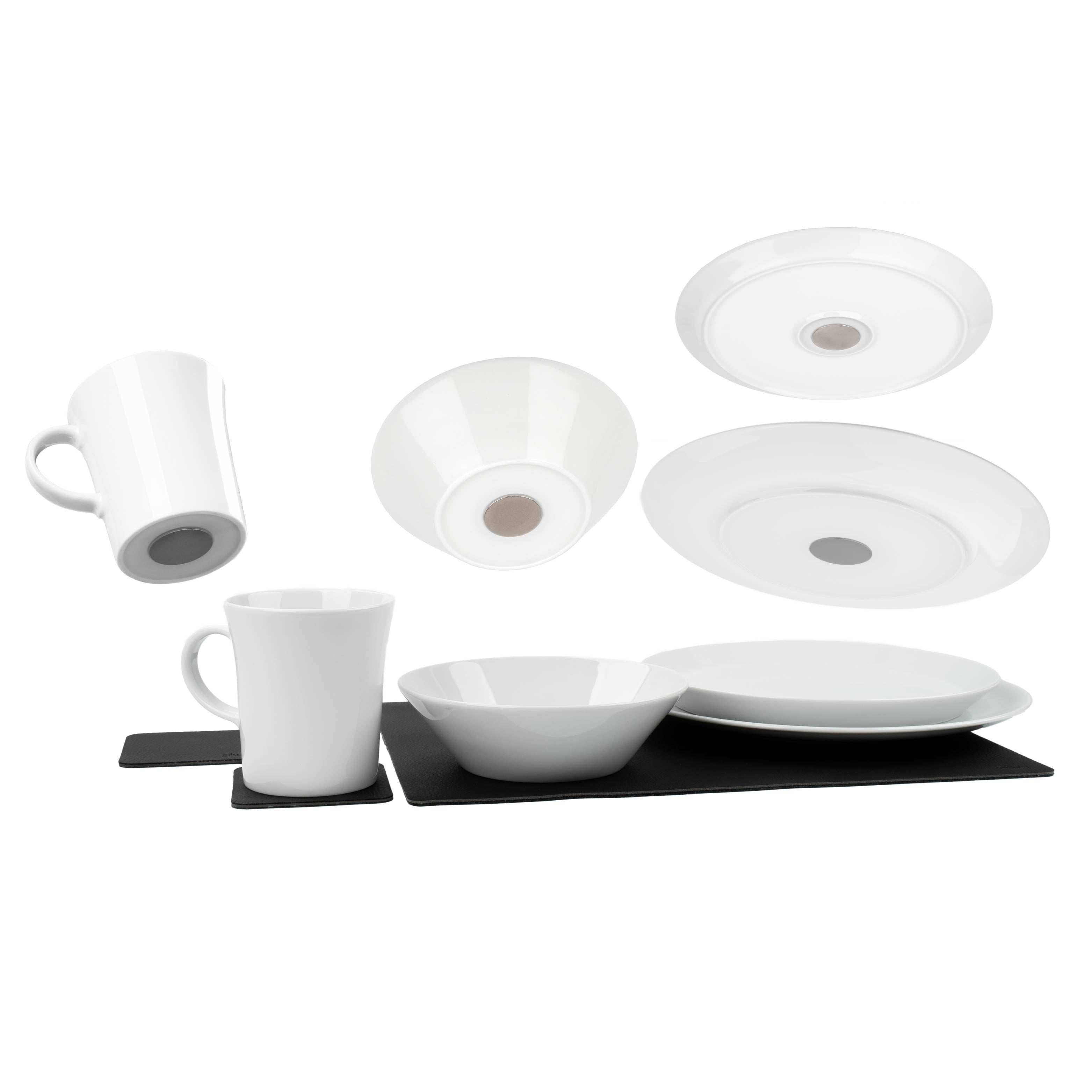 Magnet-Porzellan-Set weiß Freisteller