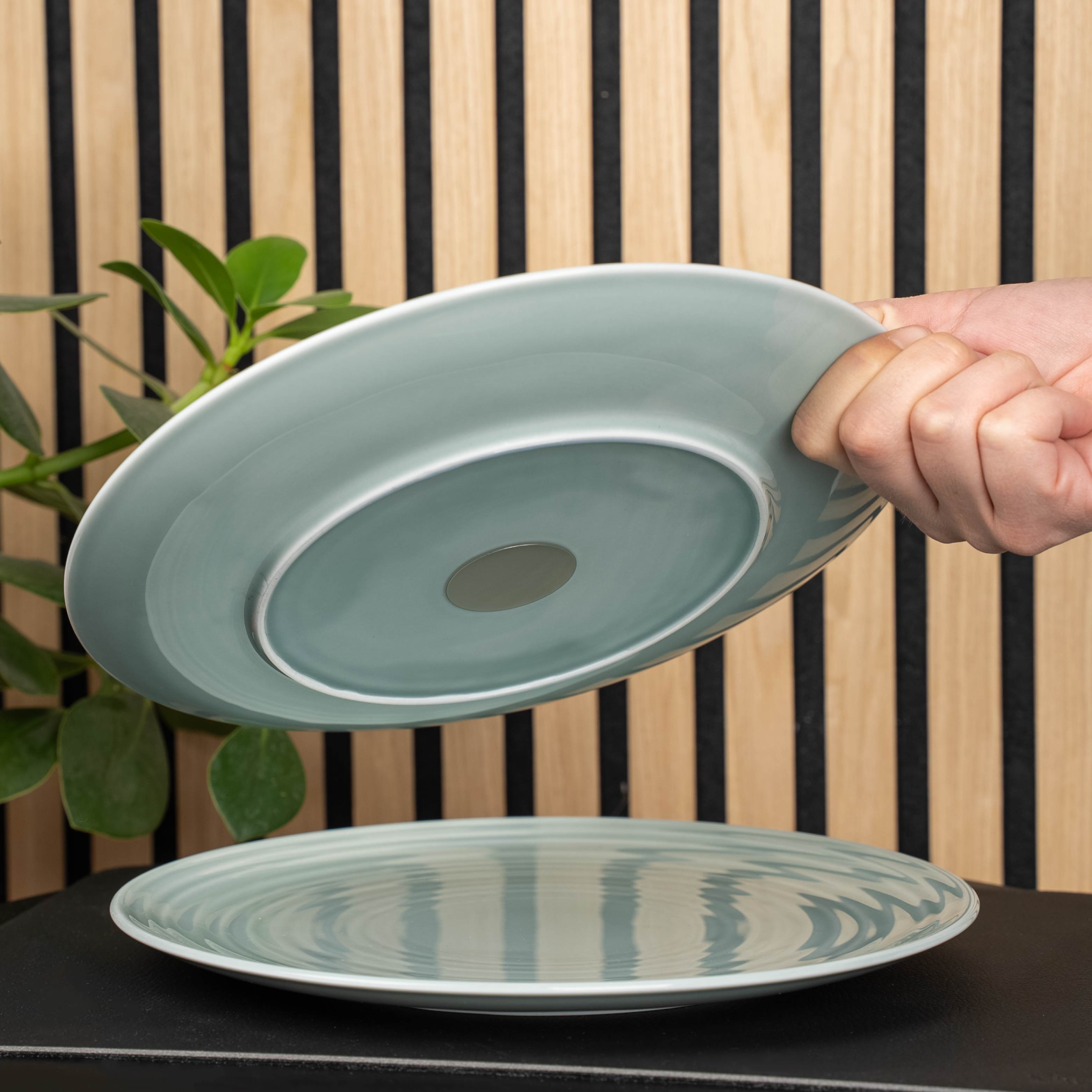 Magnet-Porzellan-Teller_26cm cyan auf Matte