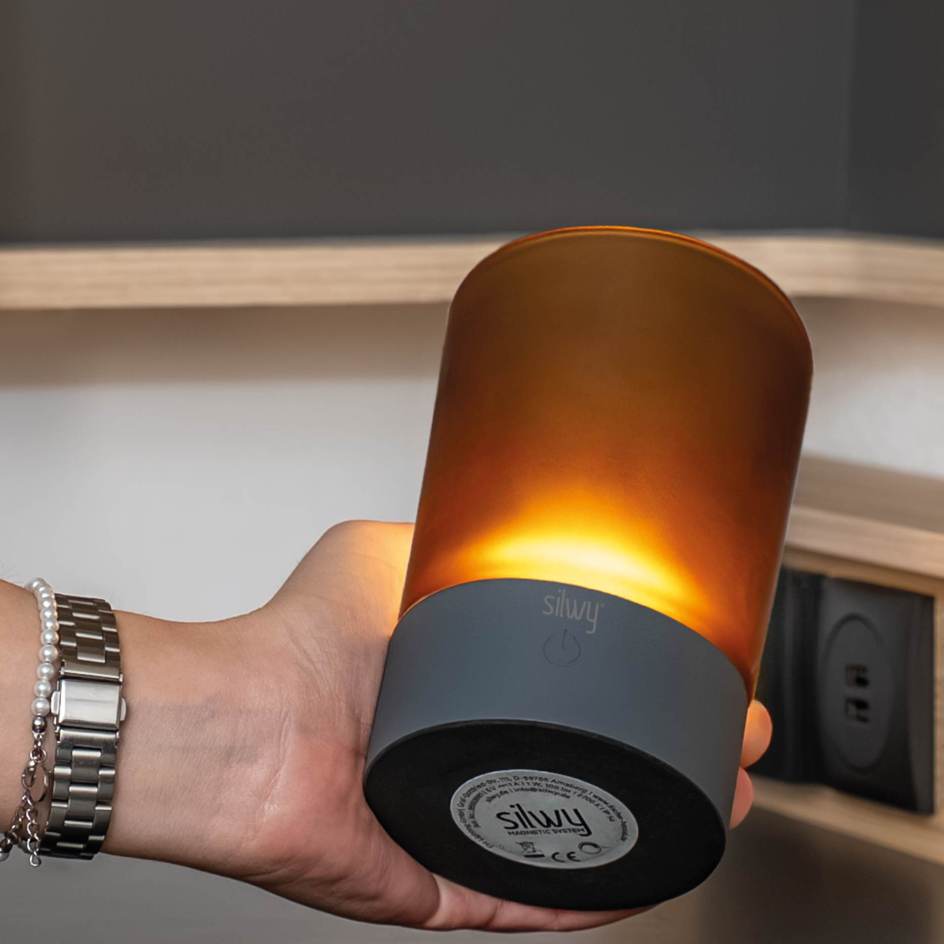 Magnet-Windlicht COGNAC ohne Platzset