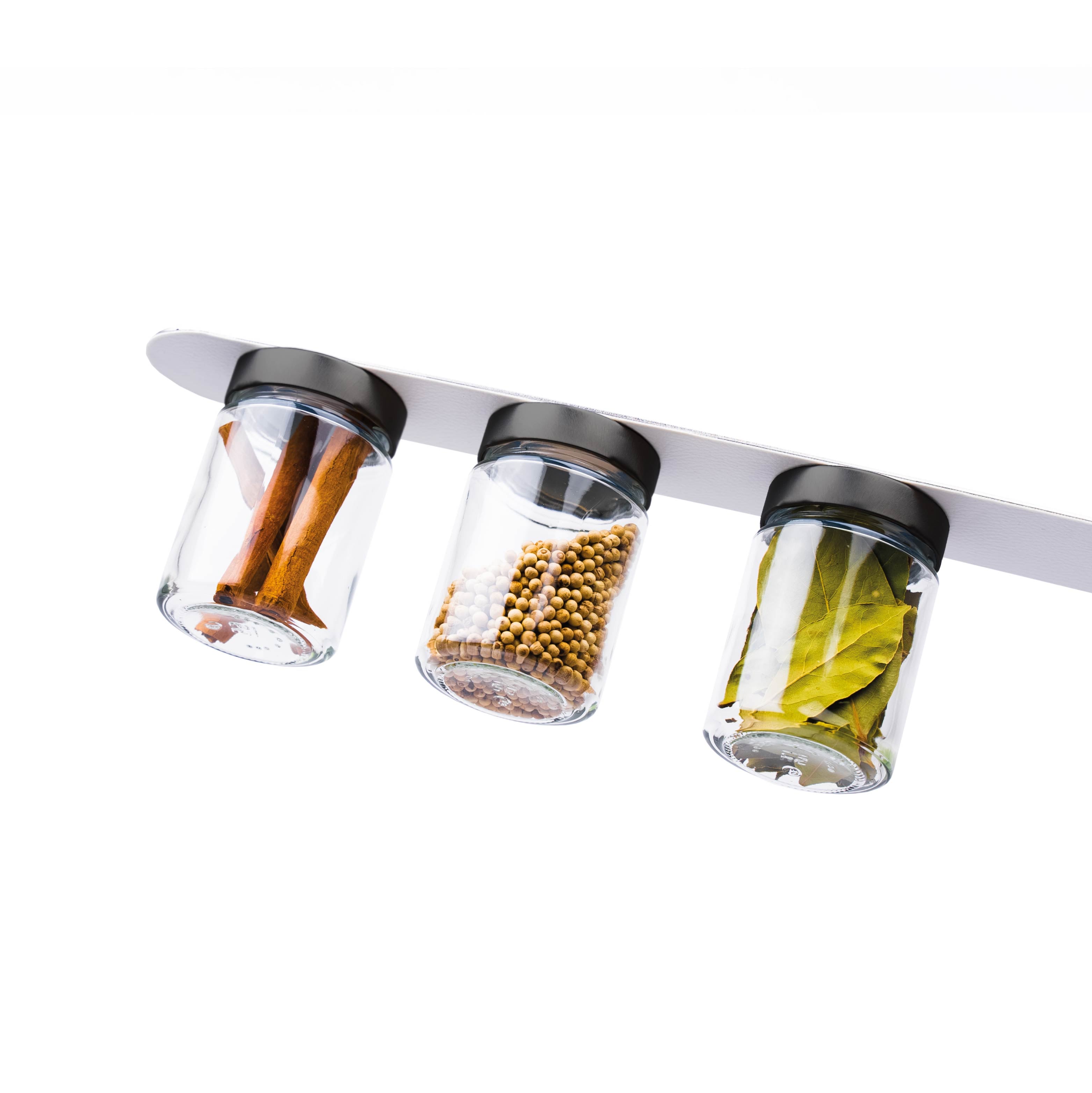 Freisteller Magnet-Feinkostgläser an Leiste montiert (3er-Set mit Leiste)